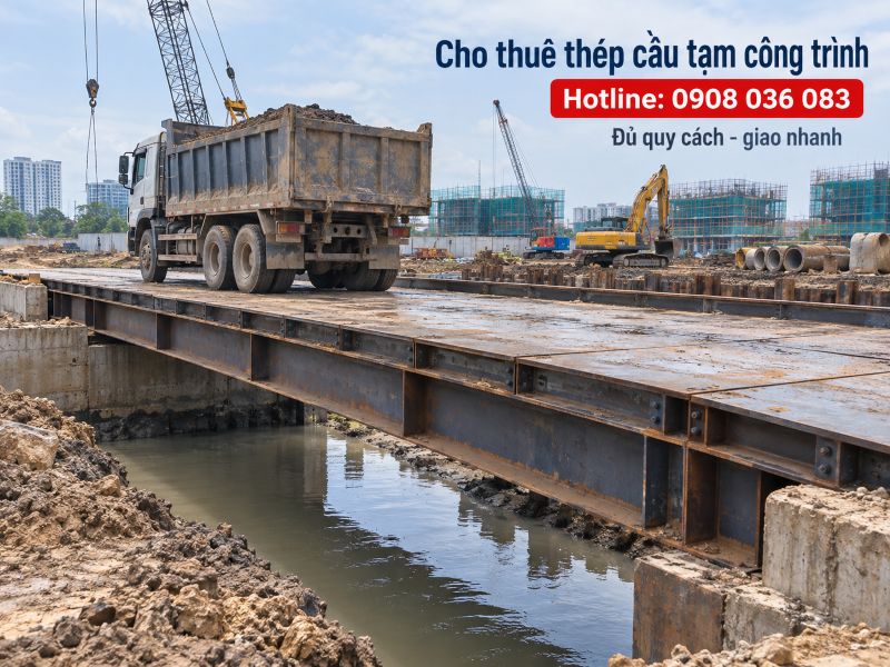 Cho thuê thép cầu tạm công trình – Đủ quy cách, giao nhanh, giá tốt