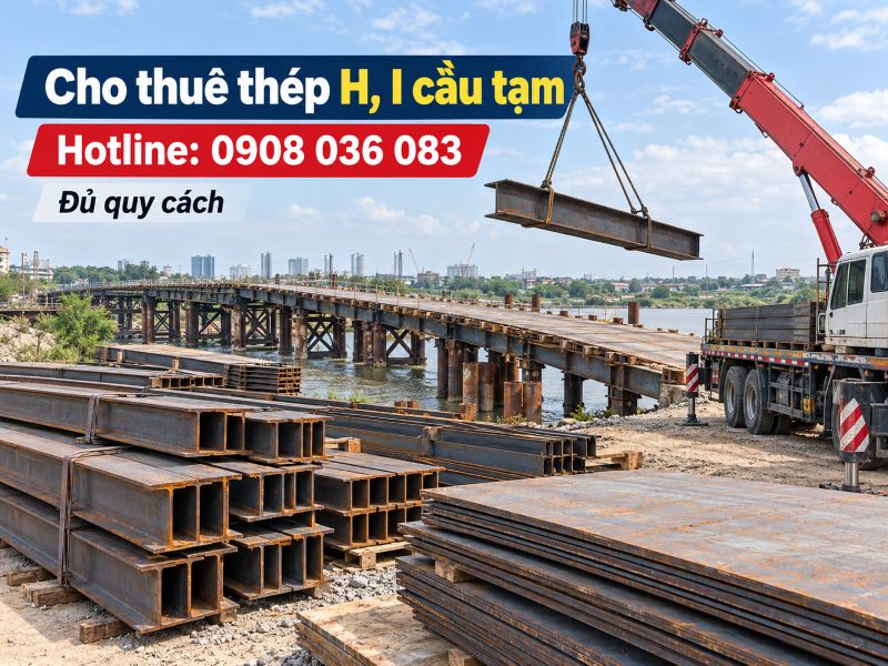 Cho thuê thép cầu tạm công trình – Đủ quy cách, giao nhanh, giá tốt