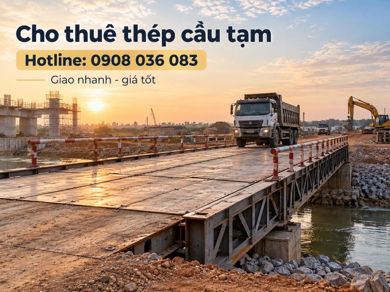 Cho thuê thép cầu tạm công trình – Đủ quy cách, giao nhanh, giá tốt