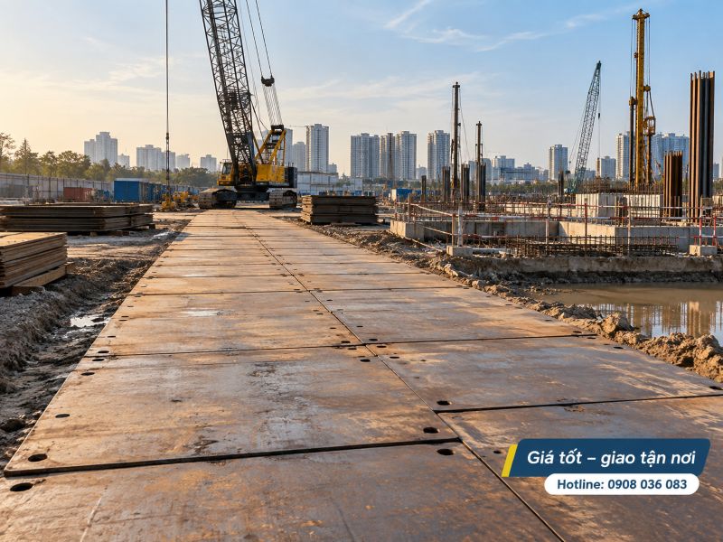 Cho thuê thép tấm lót đường công trình - Giá tốt, giao tận nơi