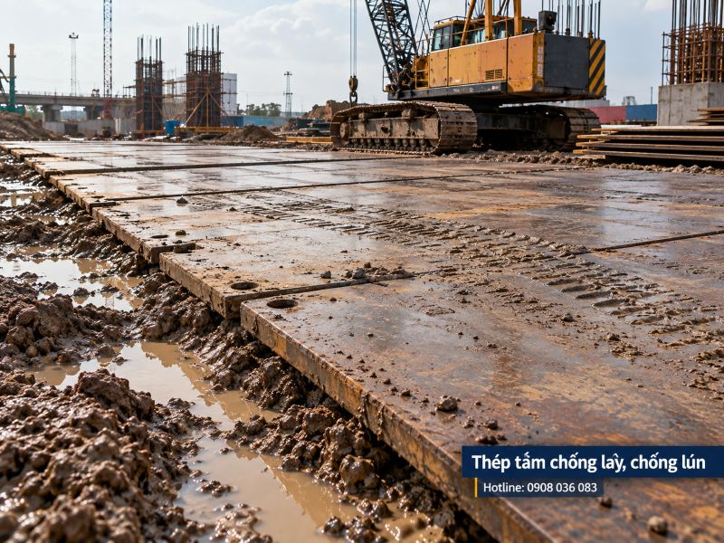 Cho thuê thép tấm lót đường công trình - Giá tốt, giao tận nơi
