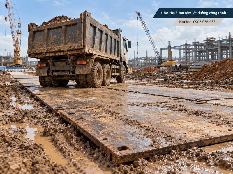 Cho thuê tôn tấm lót đường công trình - Giao nhanh, giá tốt
