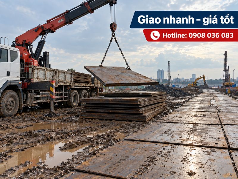 Cho thuê tôn tấm lót đường công trình - Giao nhanh, giá tốt