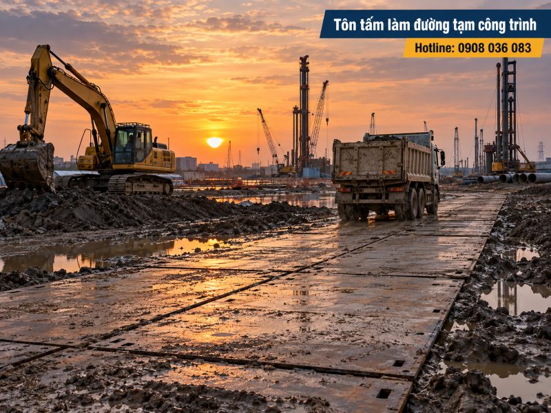 Cho thuê tôn tấm lót đường công trình - Giao nhanh, giá tốt