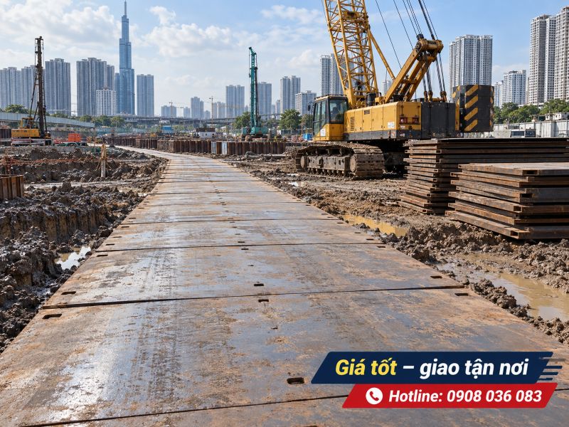 Cho thuê tôn tấm lót đường công trình - Giao nhanh, giá tốt